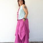 Model in Mauve Dhoti skirt posing side