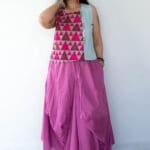Model in Mauve Dhoti skirt posing front