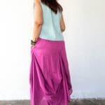 Model in Mauve Dhoti skirt posing back